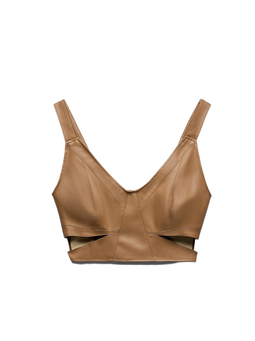 Zara Tan Faux Leather Crop Top